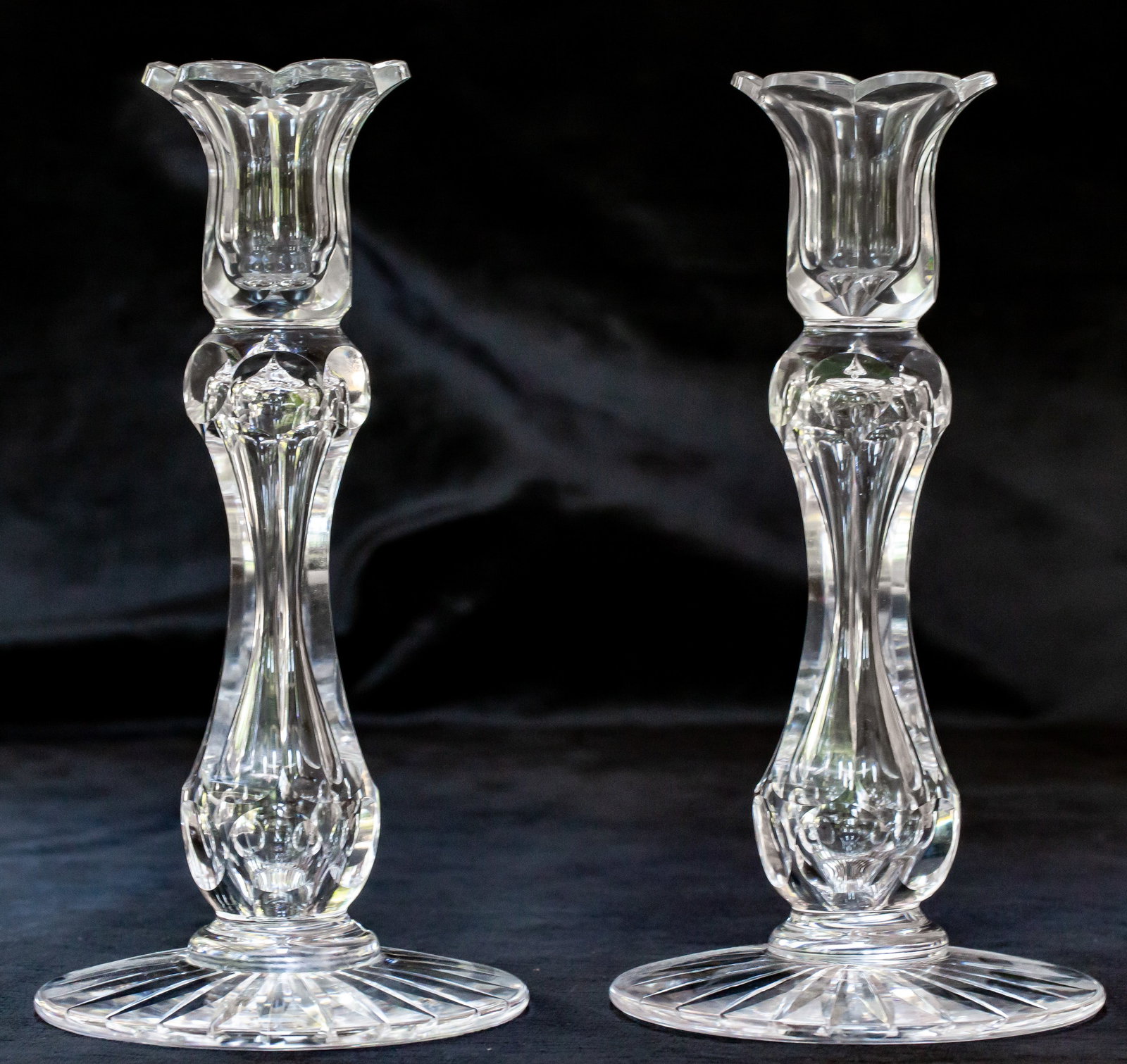 Pair of JD Bergen? Colonial/Clear Flute American Brilliant Cut Glass Candlesticks (1 of 4)