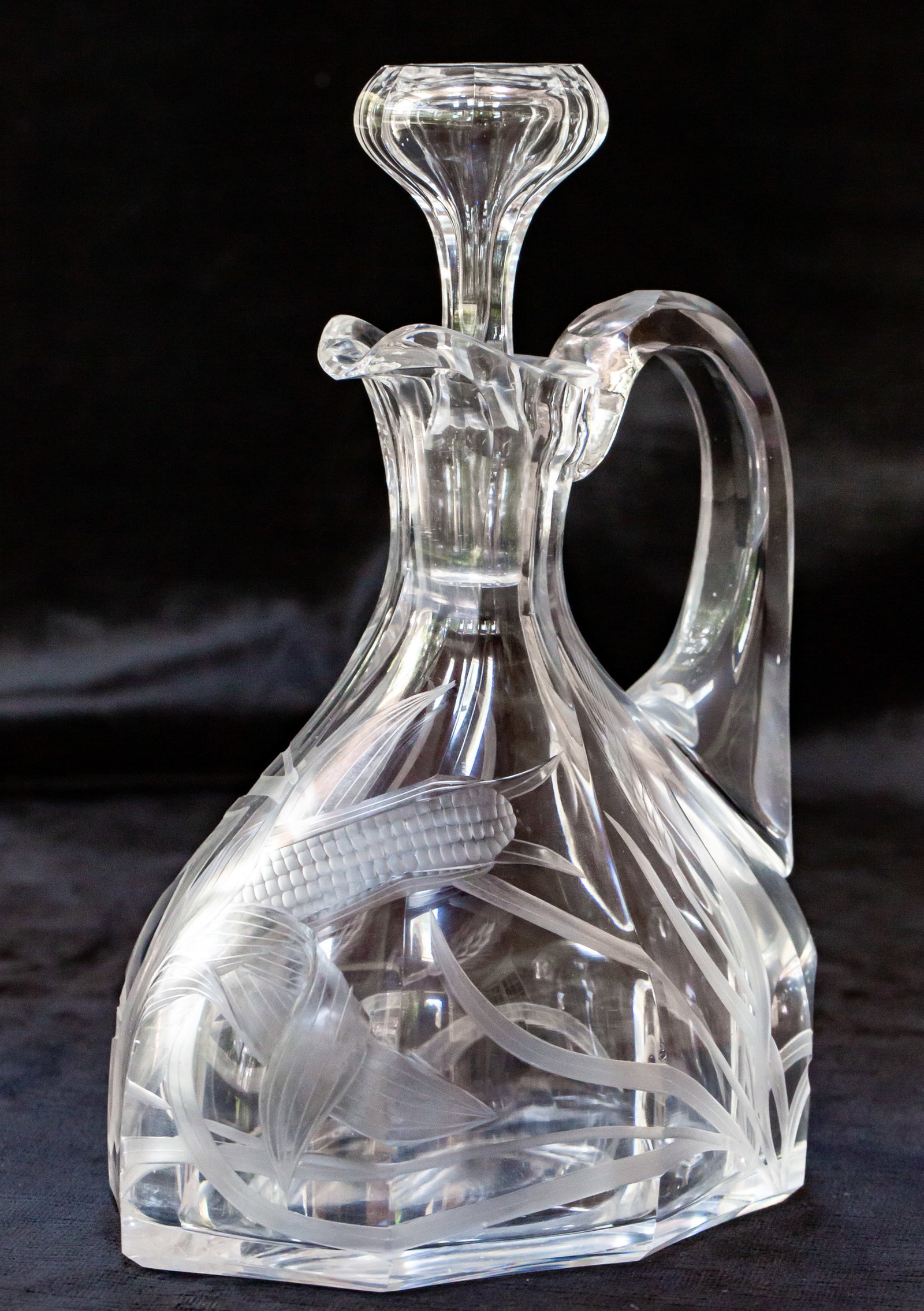 Elegant Engraved Corn Brilliant Period Cut Glass Decanter (1 of 7)