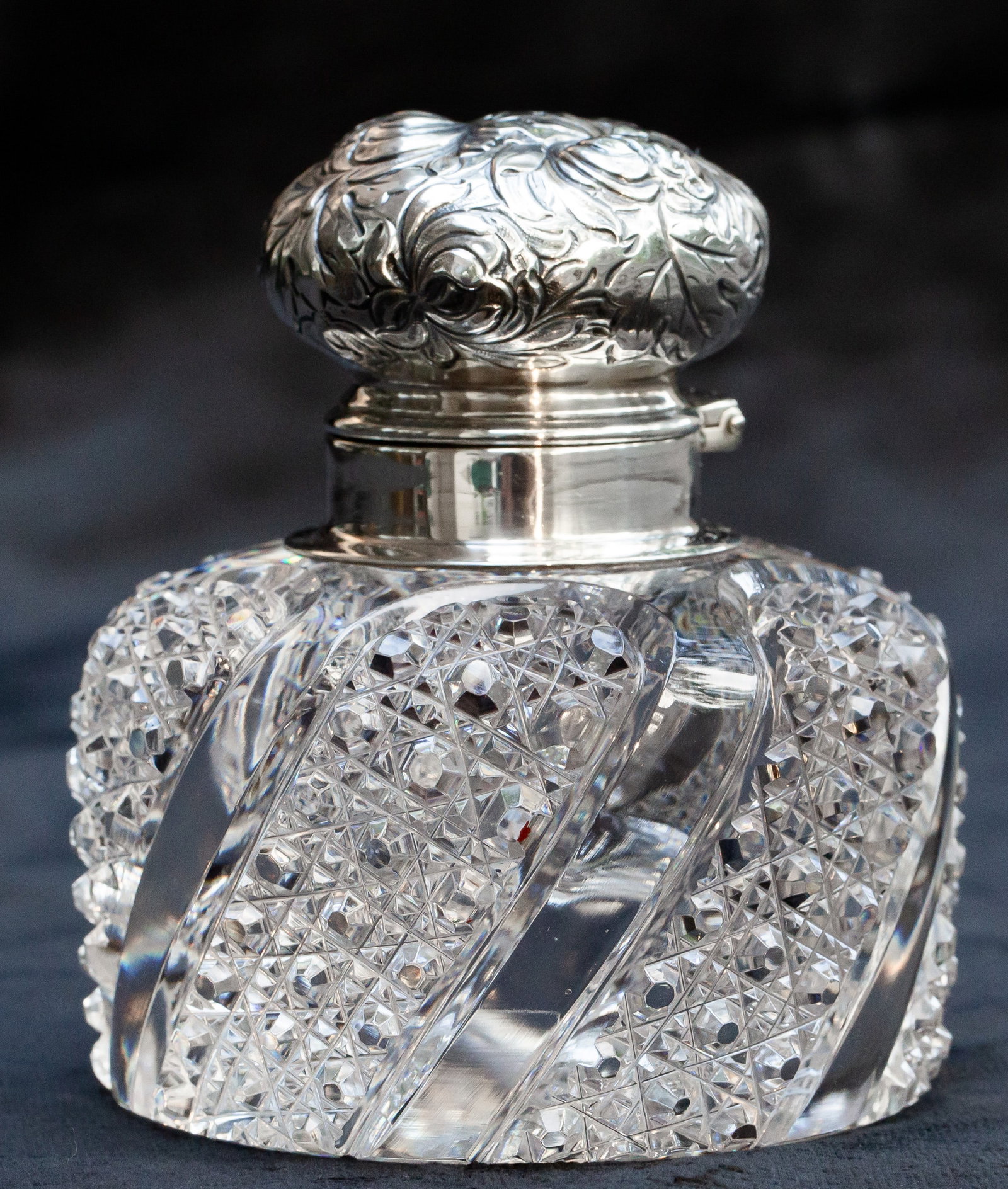 Excellent Swirling American Brilliant Cut Glass Shiebler Sterling Silver (1 of 7)