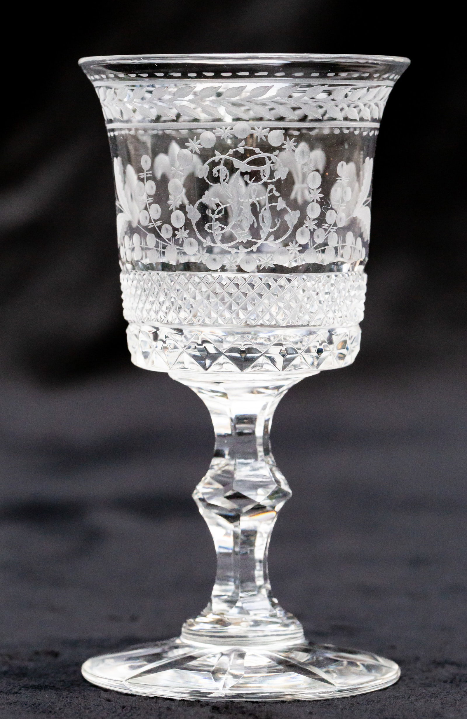 Rare Hawkes Louis XIV American Brilliant Period Cut Glass Cordial (1 of 4)