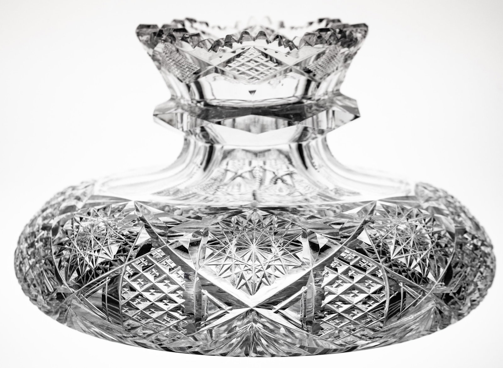 Large Libbey Empress American Brilliant Period Cut Glass Flower Center Vase (1 of 5)