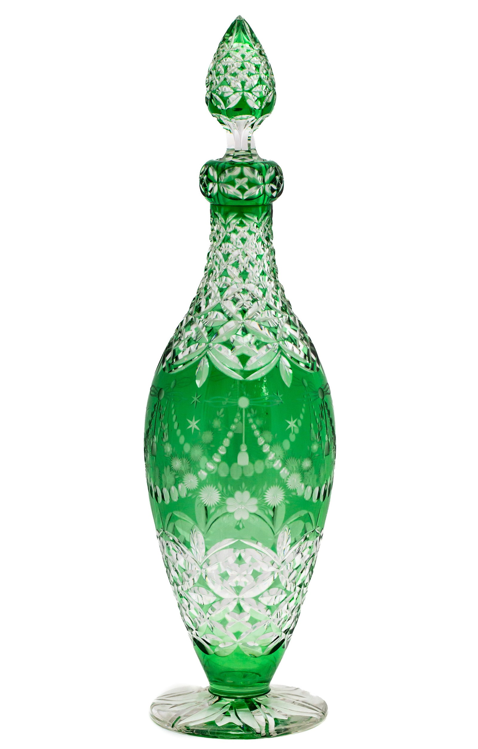 Elegant Hawkes Green to Clear Cut Glass American Brilliant Period Decanter (1 of 6)