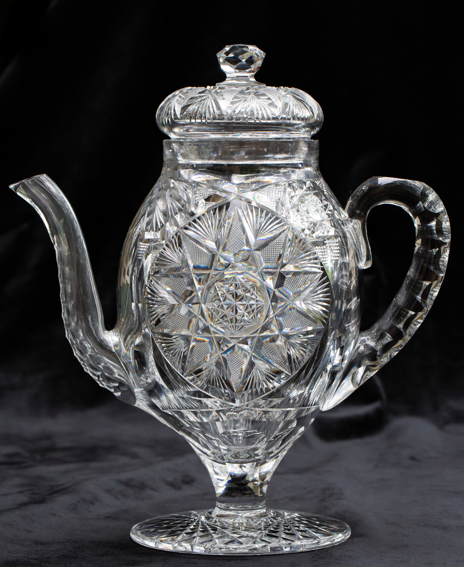 Rare Meriden American Brilliant Period Cut Glass Hookah Coffee Pot Tea Pot (1 of 8)
