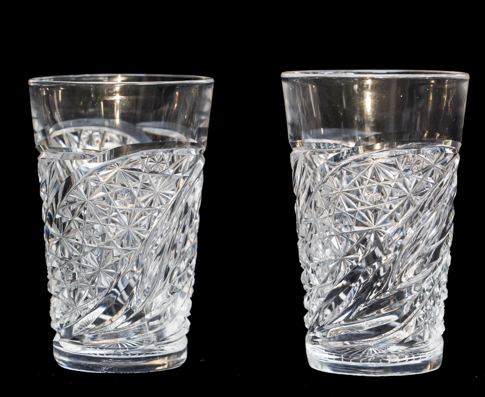 Pair (2) of J. Hoare Wheat American Brilliant Cut Glass Champagne Tumblers (1 of 6)