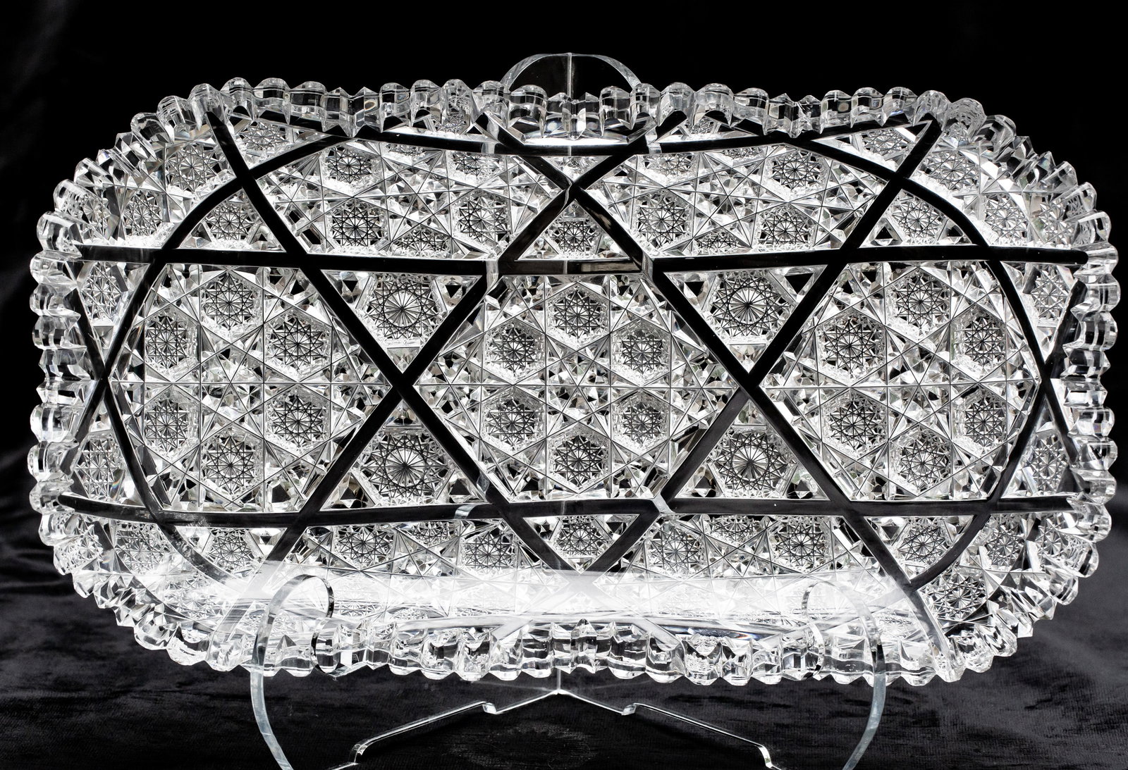 Extremely Rare Egginton Arabian and Panel American Brilliant Cut Glass Ice Cream Tray: This tray is cut in possibly the rarest pattern in Brilliant Cut Glass - Egginton's Arabian and Panel. In 30 years of collecting, I've only ever seen 3 pieces in this design ever, making it as rare, i