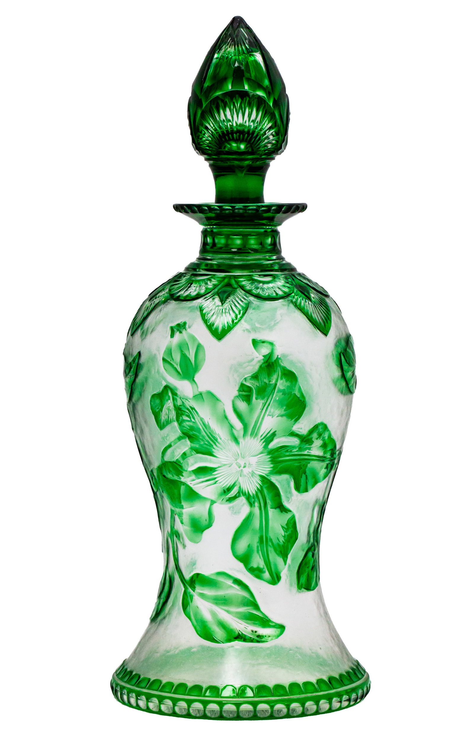 Unreal Stevens & Williams Green/Clear Cameo & Intaglio Cut Glass Cordial Decanter by Joshua Hodgetts (1 of 8)