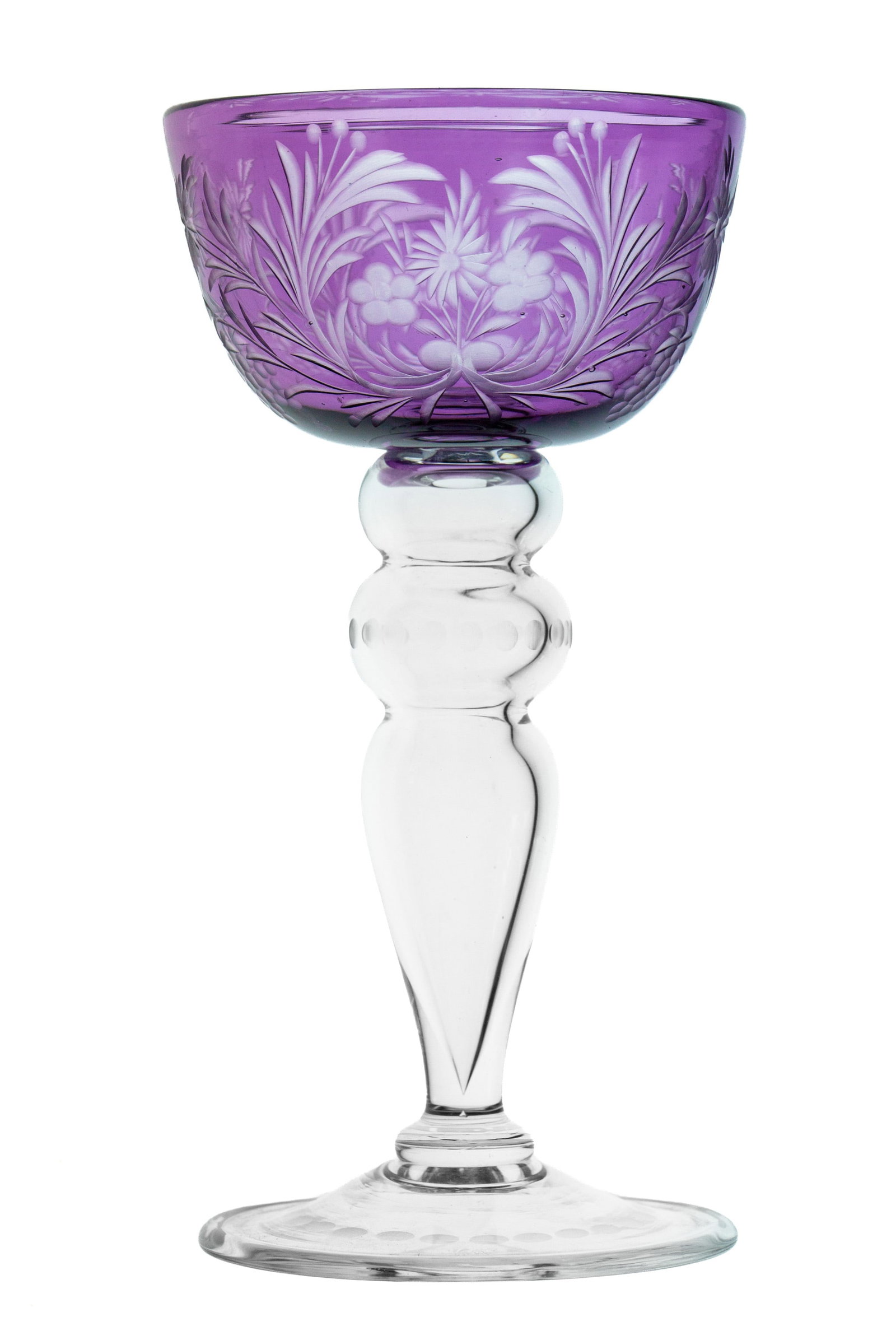 Beautiful Steuben Engraved Amethyst American Briliant Cut Glass Wine Stem (1 of 6)