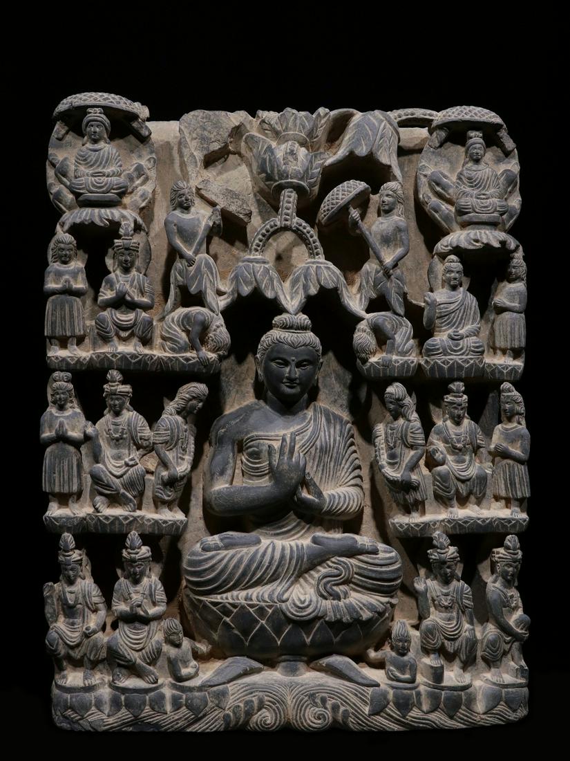 Gandhara grey rock slicesBuddhism story relief (1 of 6)