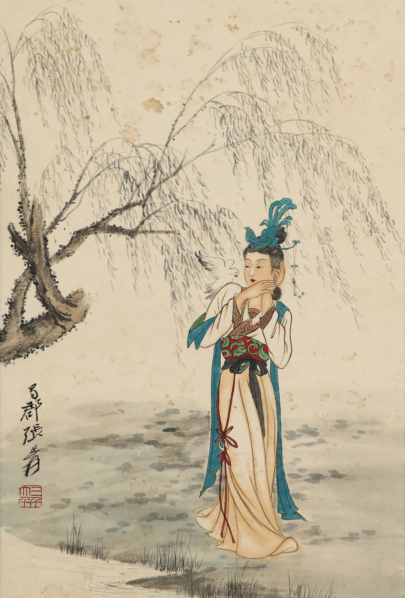 Chinese ink painting, picture of Zhang Qing's maid: Chinese ink painting, picture of Zhang Qing's maid