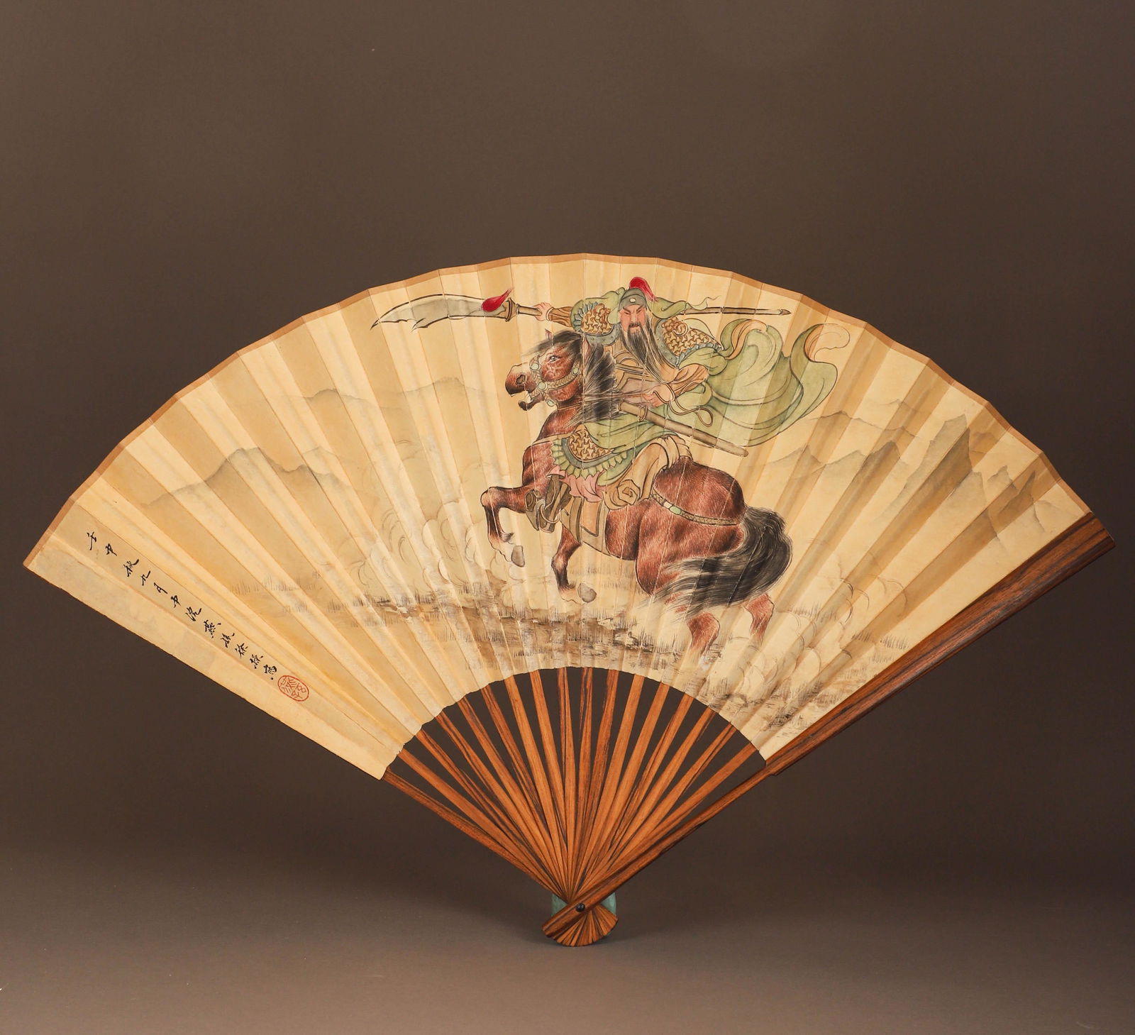 Chinese ink painting Xu Chao's paper version of Guan Yu's fan: Chinese ink paintingXu Chao's paper version of Guan Yu's fan