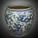 China Ming Dynasty A large vat with dragon pattern in blue and white Xuande period