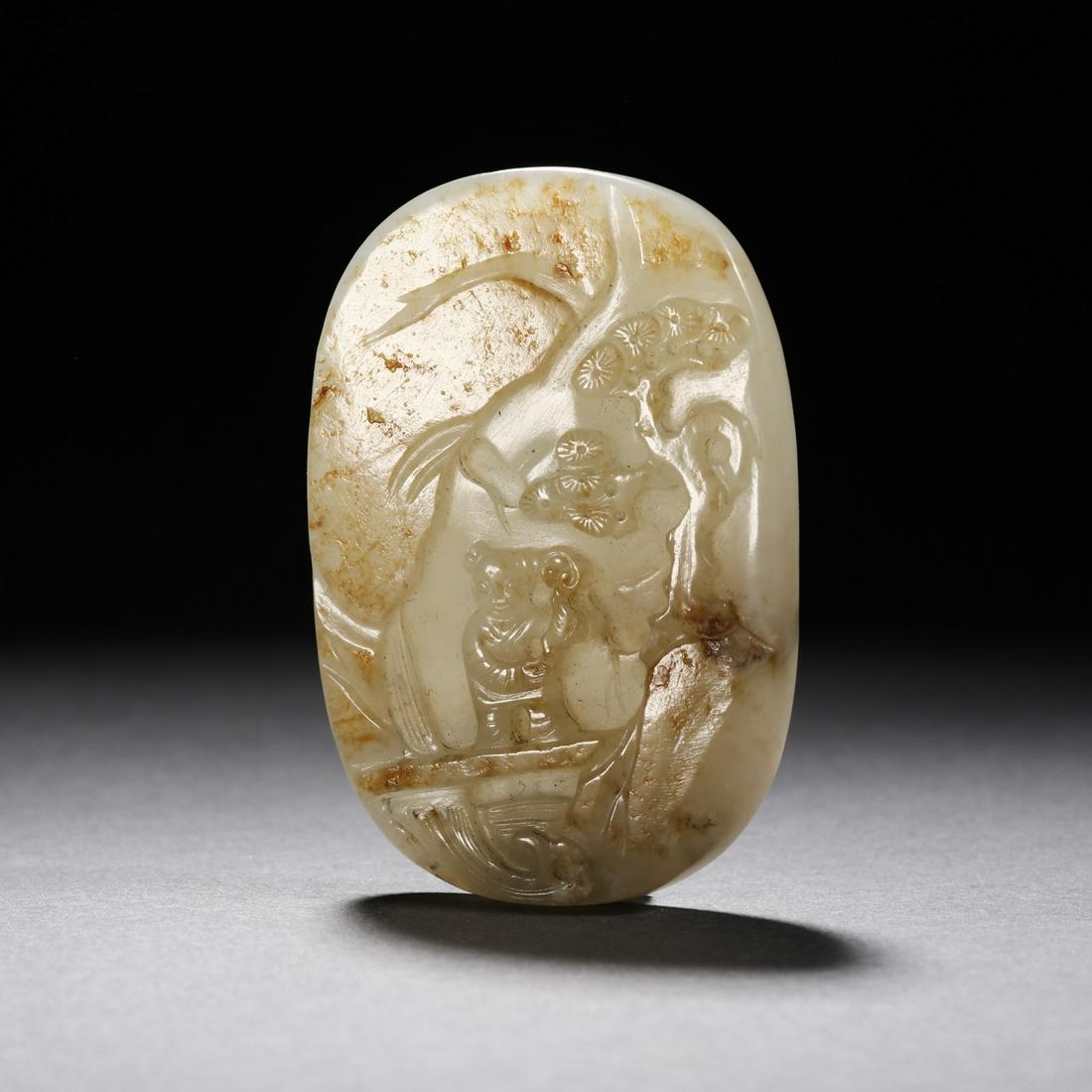 China Qing Dynasty Hetian jade figure jade pendant (1 of 5)