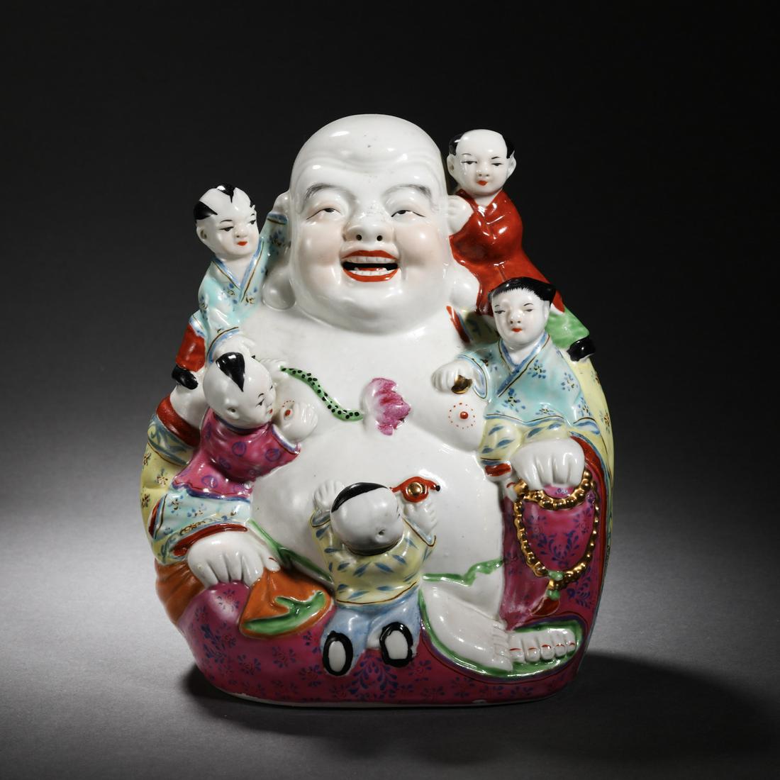 China Qing Dynasty pastel five children play Maitreya (1 of 13)