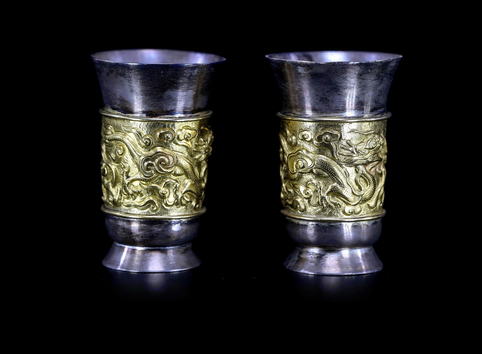 A 19th Century Tibetan Partial Gilt Small Silver Cup (1 of 5)