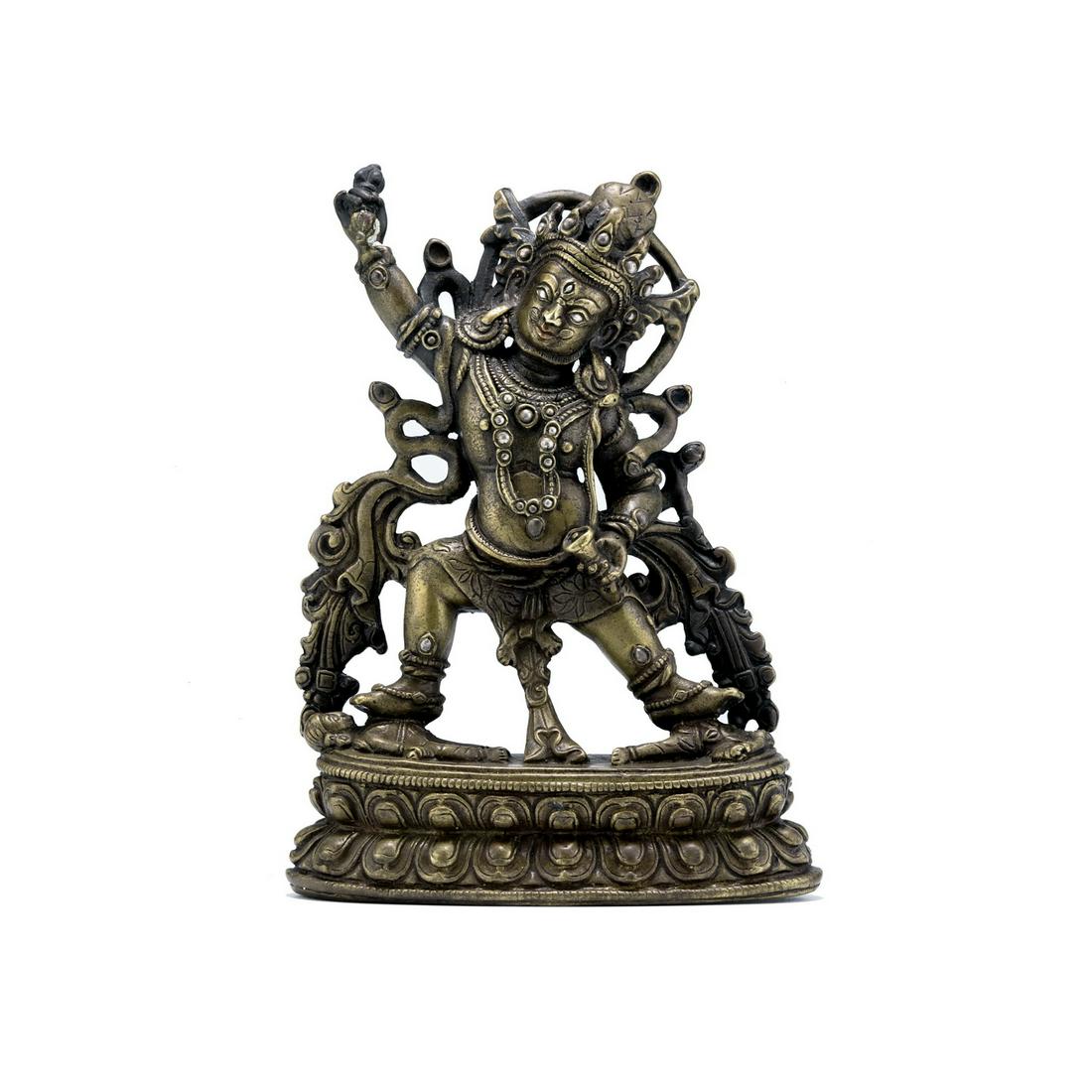Qing Dynasty Kashmir style eye inlaid silver alloy copper vajra hands Dharma protector (1 of 7)
