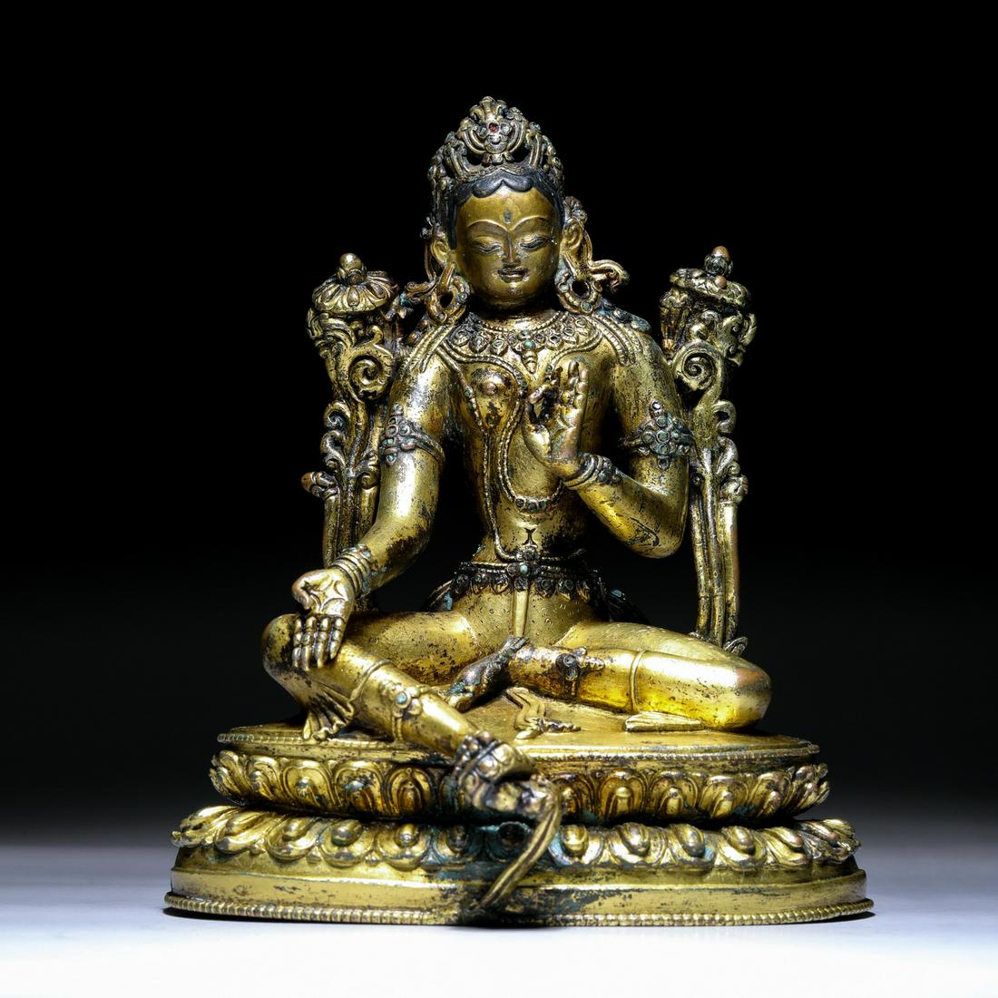 Ming Dynasty Gilt Antique Green Tara (1 of 16)