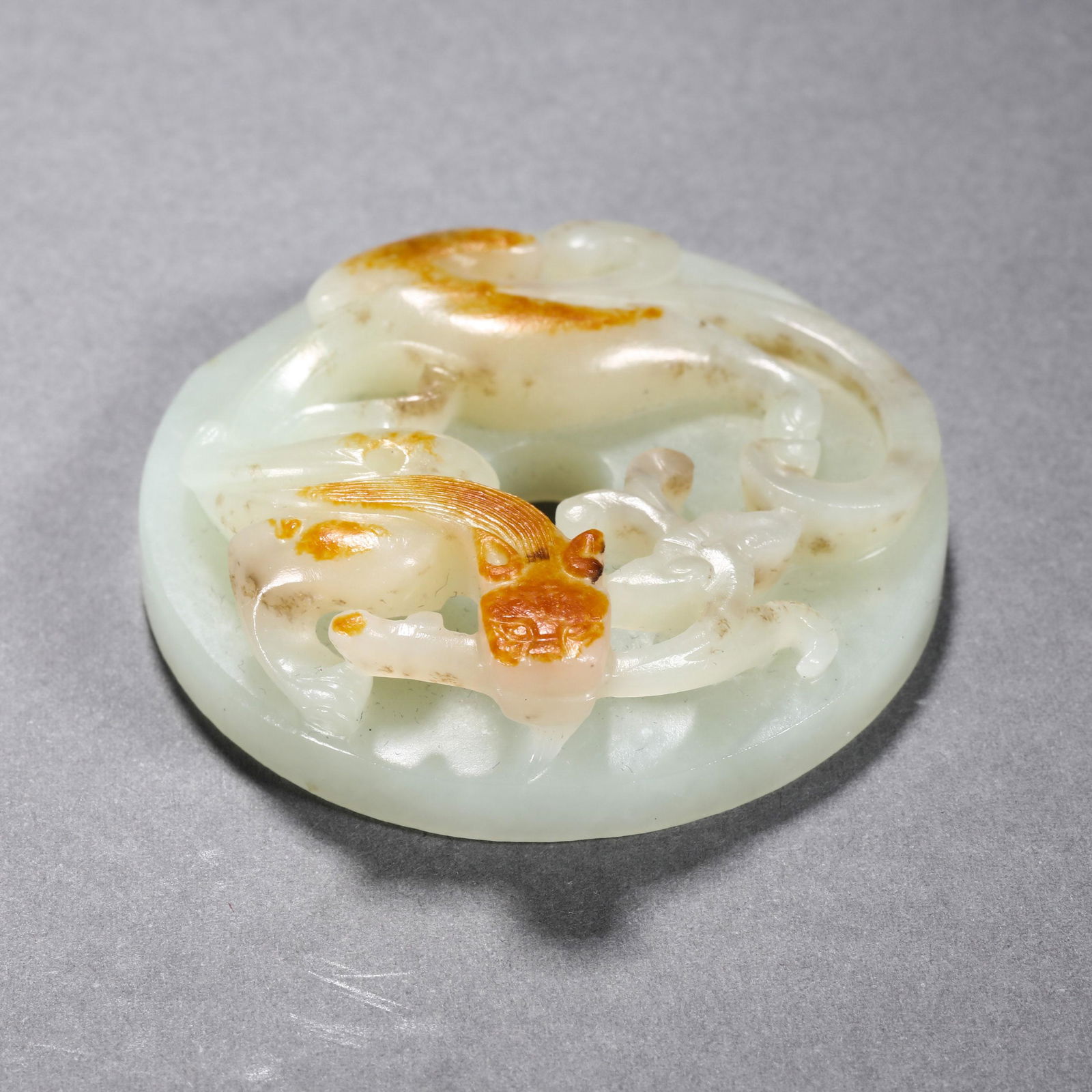 China Qing Dynasty Hetian jade beast head jade bi (1 of 5)