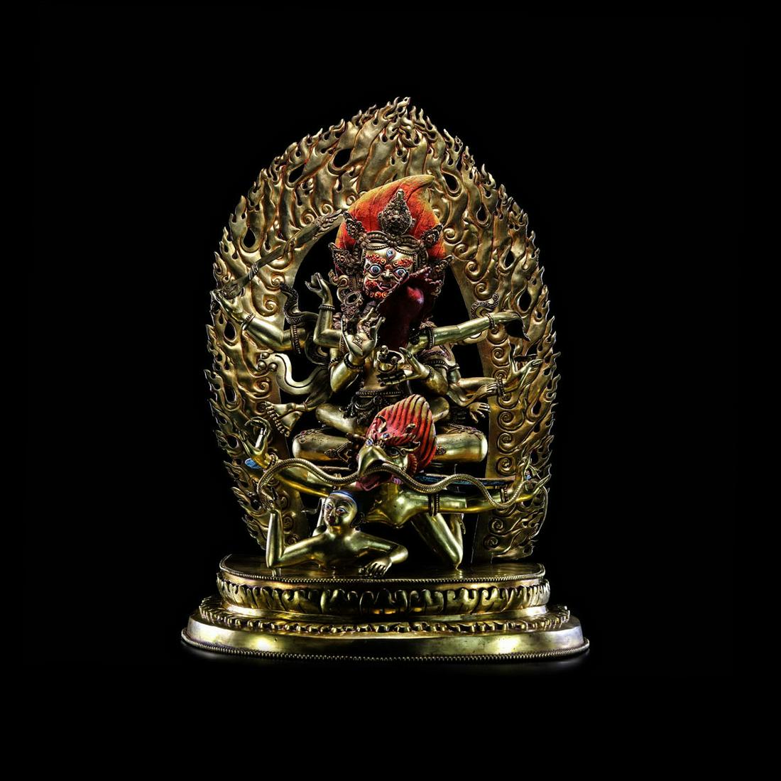 Qing Dynasty Gilt Bronze Six-armed Dahetian Dapeng Golden Winged Bird (1 of 9)