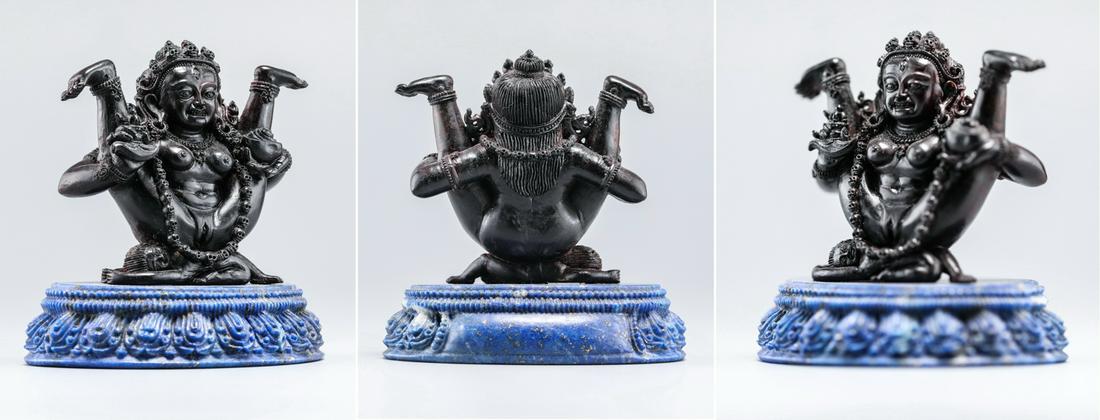 Qing Dynasty Lapis Lazuli Red Sandalwood White Dali Dakini Statue (1 of 12)