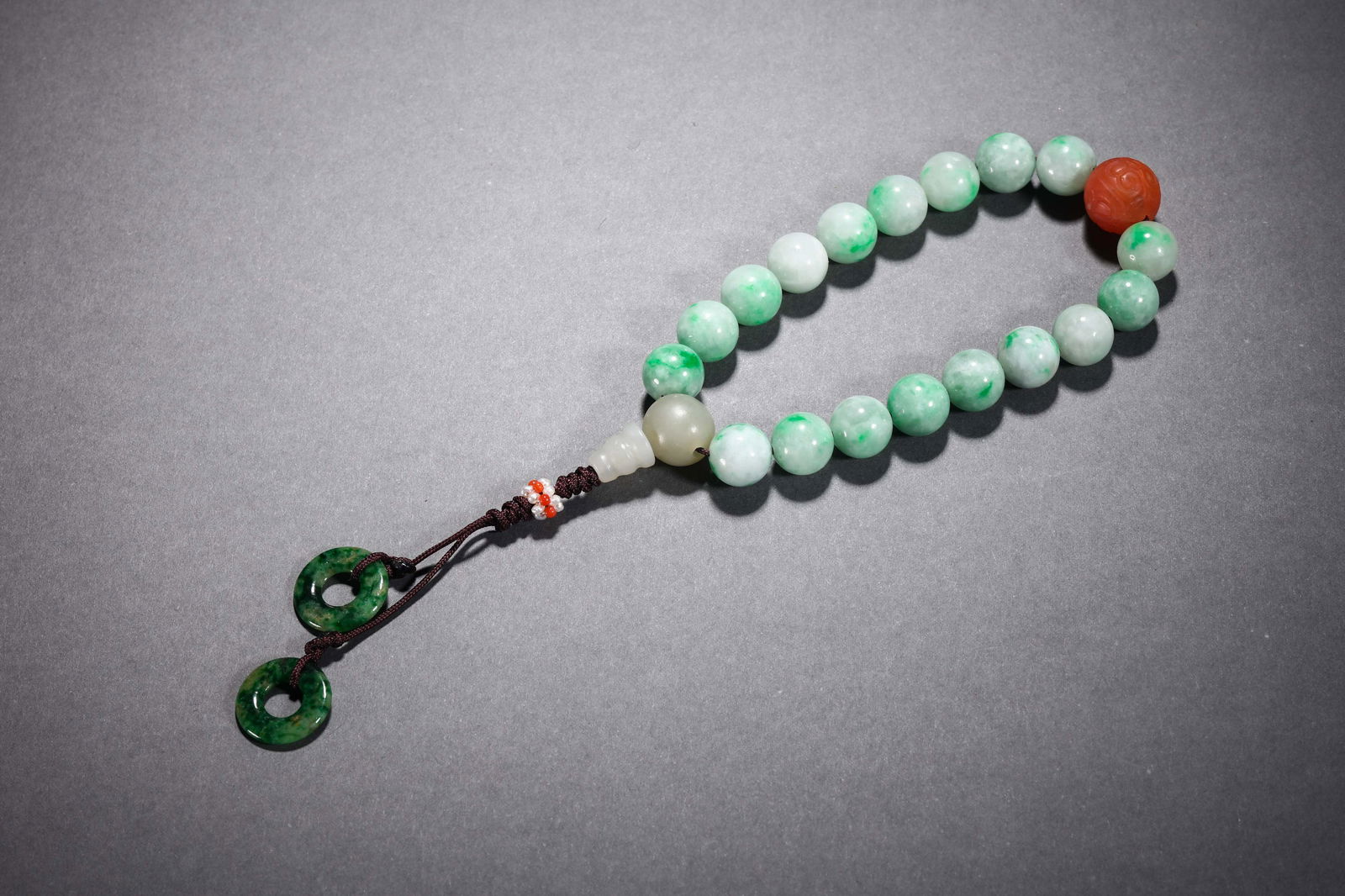 China Qing Dynasty Jadeite Eighteen Beads Bracelet (1 of 5)