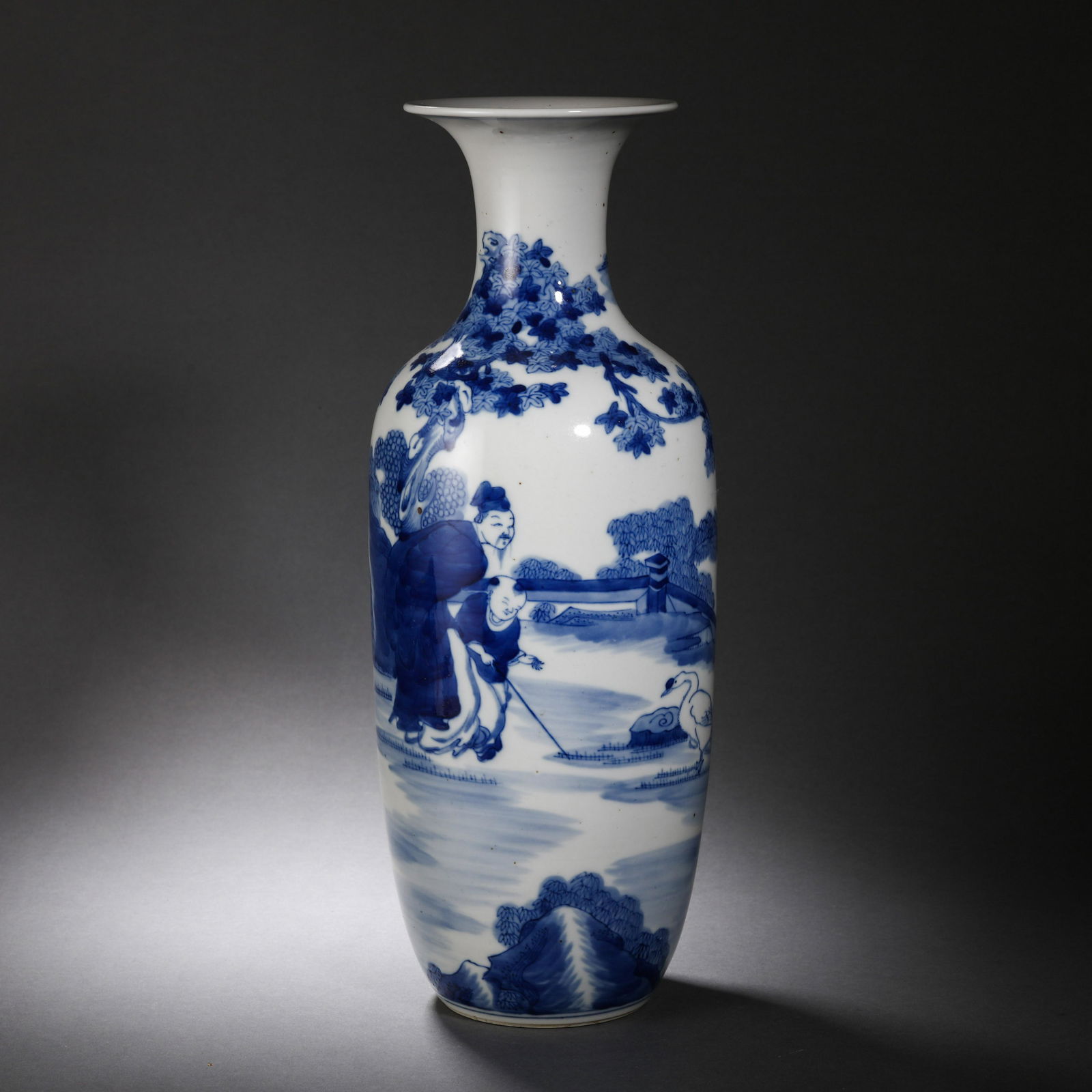 China Qing Dynasty blue and white porcelain figure bottle (1 of 9)