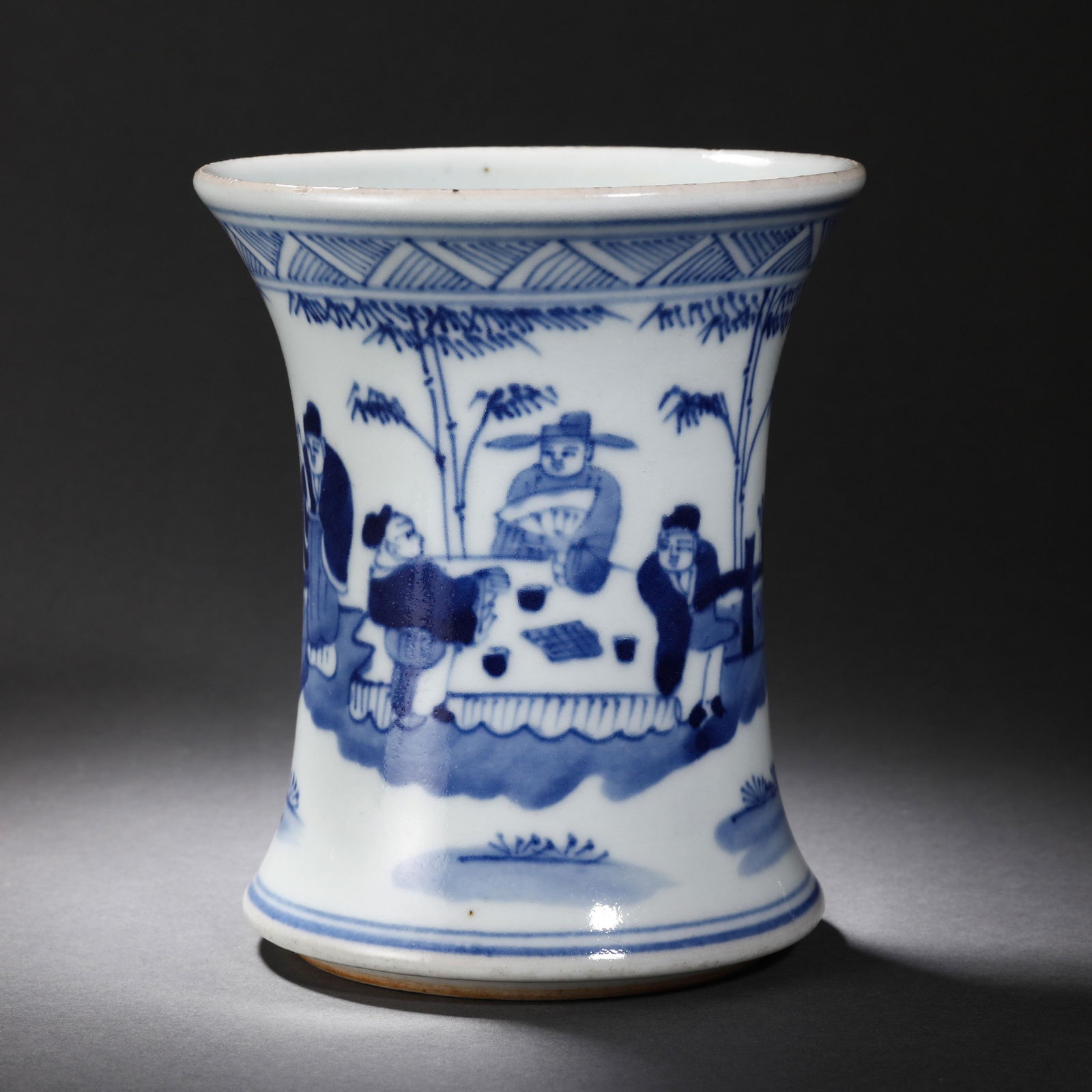 China Qing Dynasty Blue and White Porcelain Character Pen Holder (1 of 8)