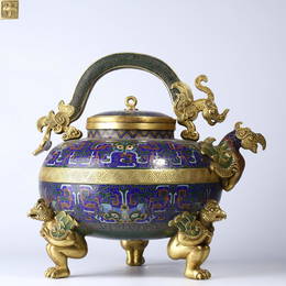 Cloisonne Enamel Loop-Handle Pot