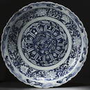 Flower Cloud Pattern Eight Treasures Lotus Blue and White Plate Before the Ming Dynasty (Yuan)