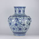 A Blue and white porcelain vase with floral design