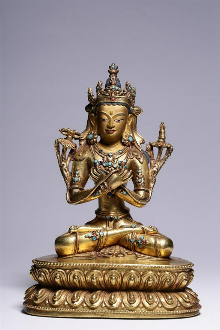 A Chinese Gilt Bronze Figure of Meditated Vajra (1 of 9)