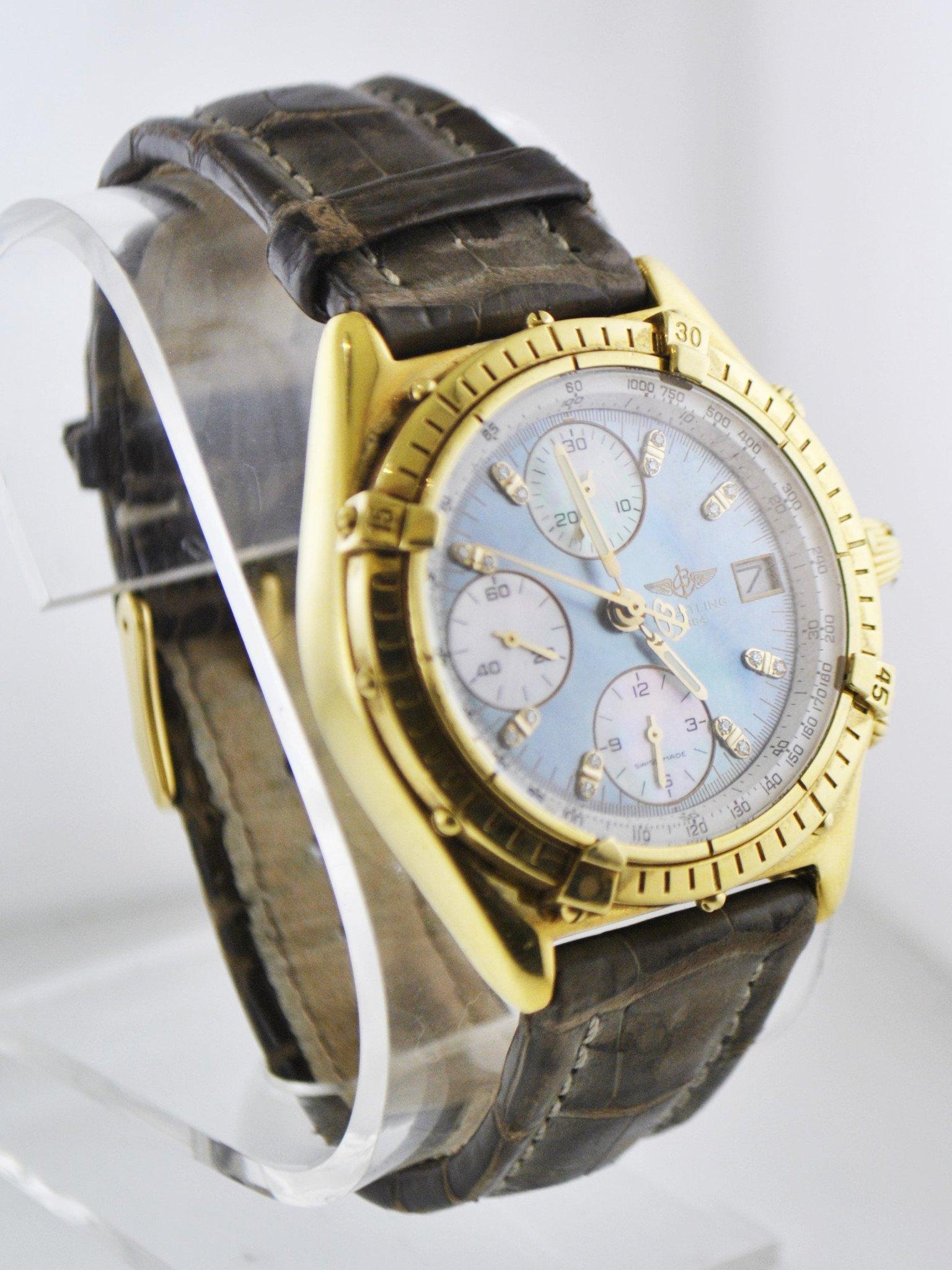 BREITLING 18K Yellow Gold Chronograph Wristwatch w/ (1 of 7)