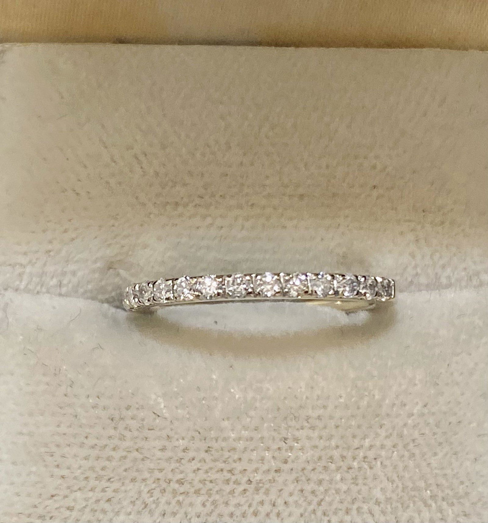 Unique Solid White Gold 14-Diamonds Half Eternity Band Ring - $4K Appraisal Value w/Certificate of (1 of 6)