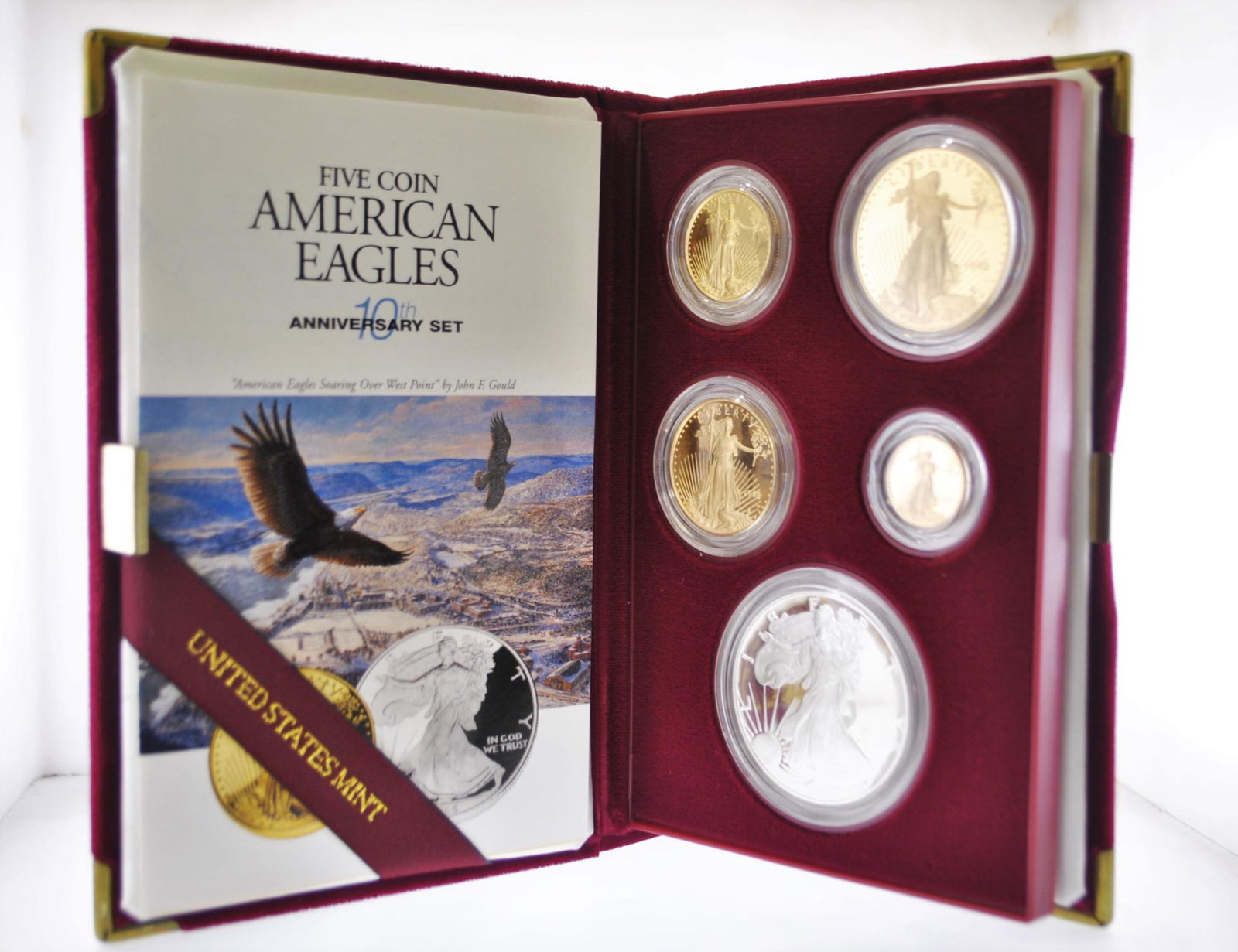 1995 W Gold American Eagle 10th Anniversary Set Gem-Proof 5 Coins w/ Original Box -$12K Value w/ (1 of 13)