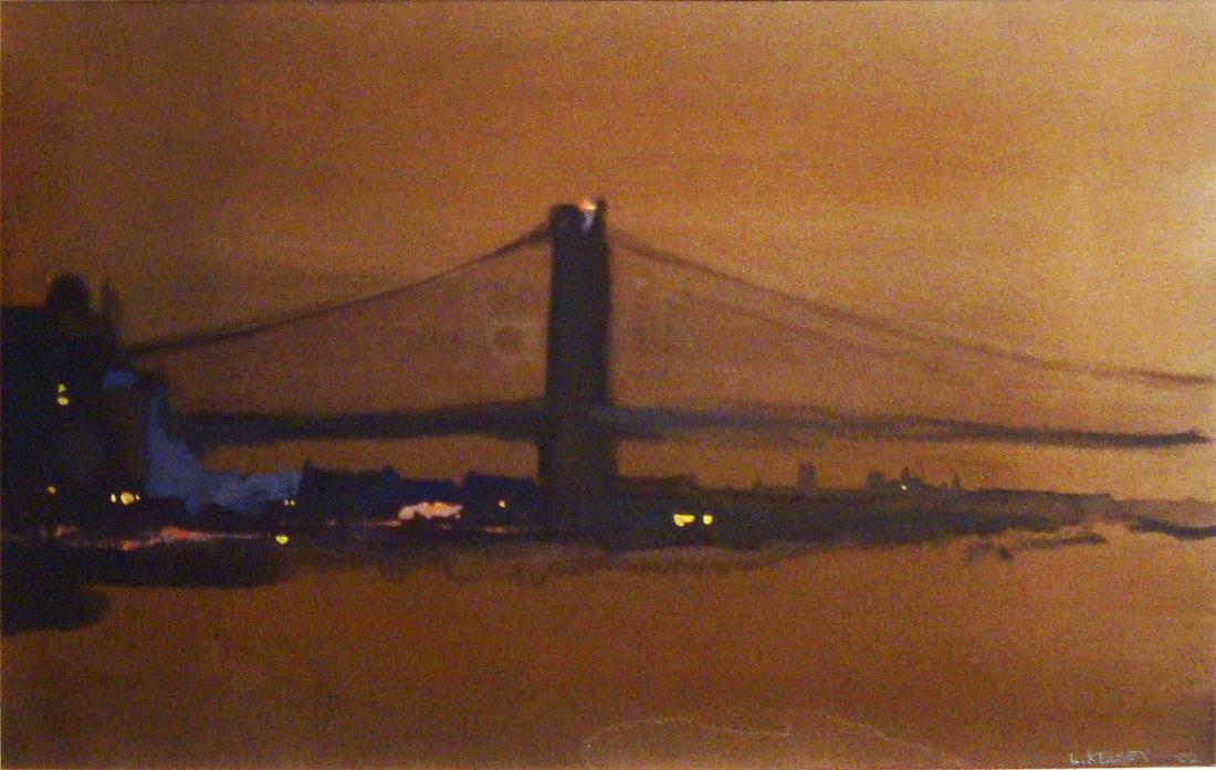 Lawrence Kelsey, “Brooklyn Bridge from FDR Drive", Gouache on Paper, c