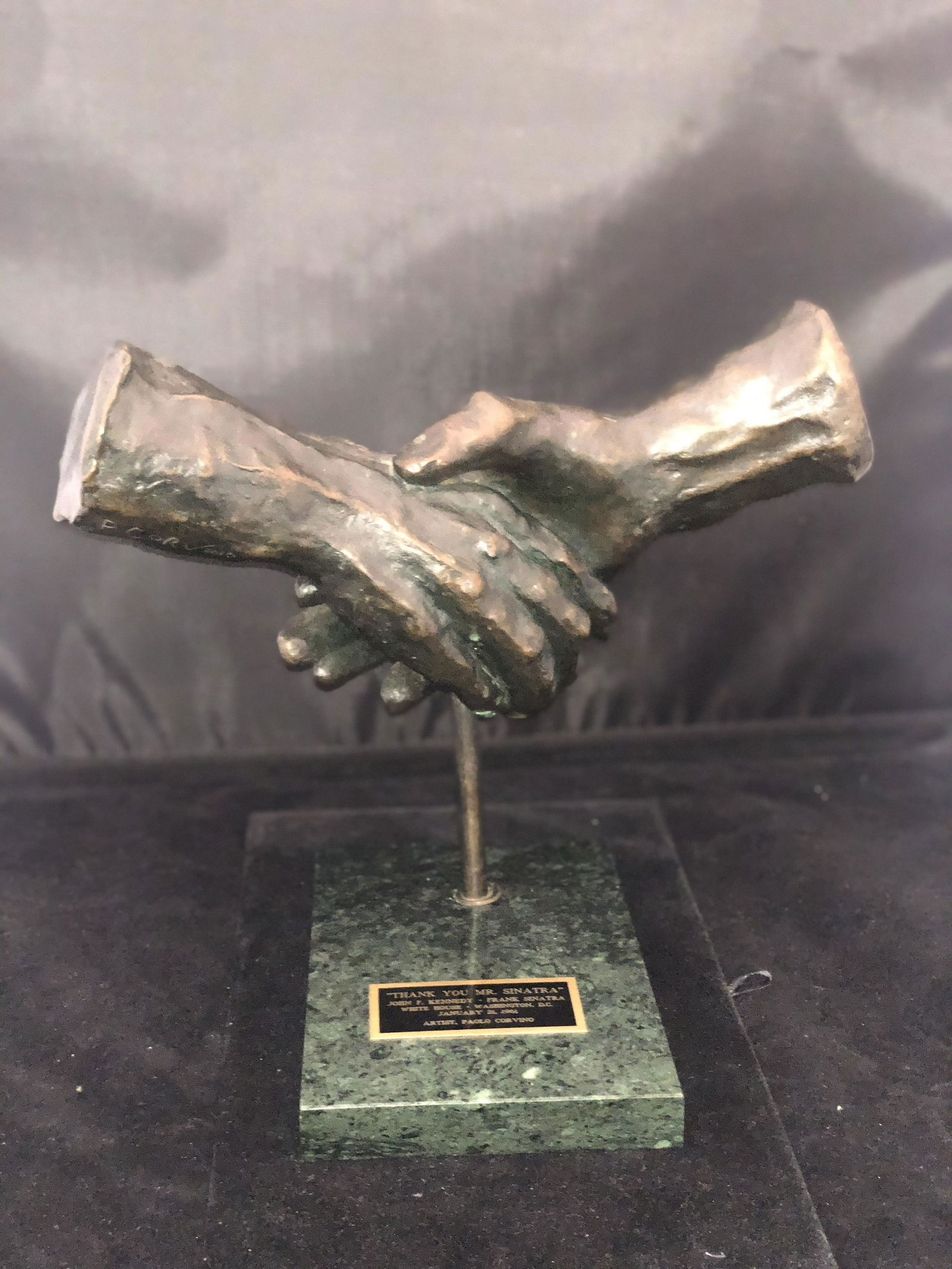 PAOLO CORVINO "Hands on Hands: JFK & Sinatra" Bronze Sculpture 1961 - $100K APR Value w/ Certificate (1 of 7)
