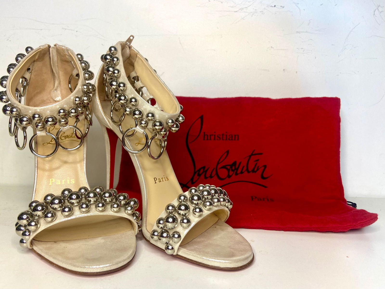 BELLA HADID Chrome Heart CHRISTIAN LOUBOUTIN Gypsandals Ring Trim $3K APR w CoA! (1 of 3)