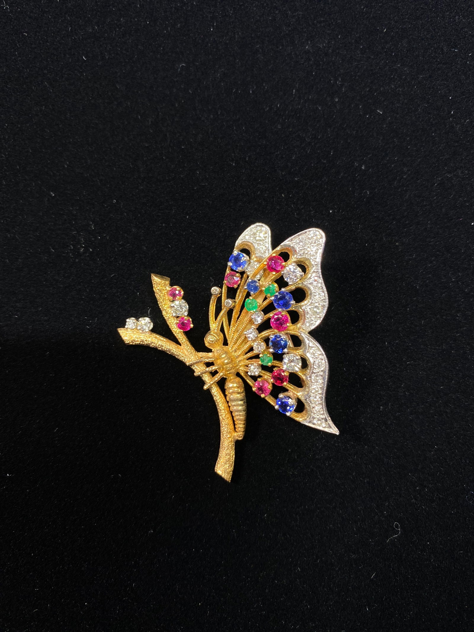 Cartier's 1940s 18KYG Dia&Ruby&Sapphire&Emer Butterfly Pin/Brooch w $30K COA!!} (1 of 5)