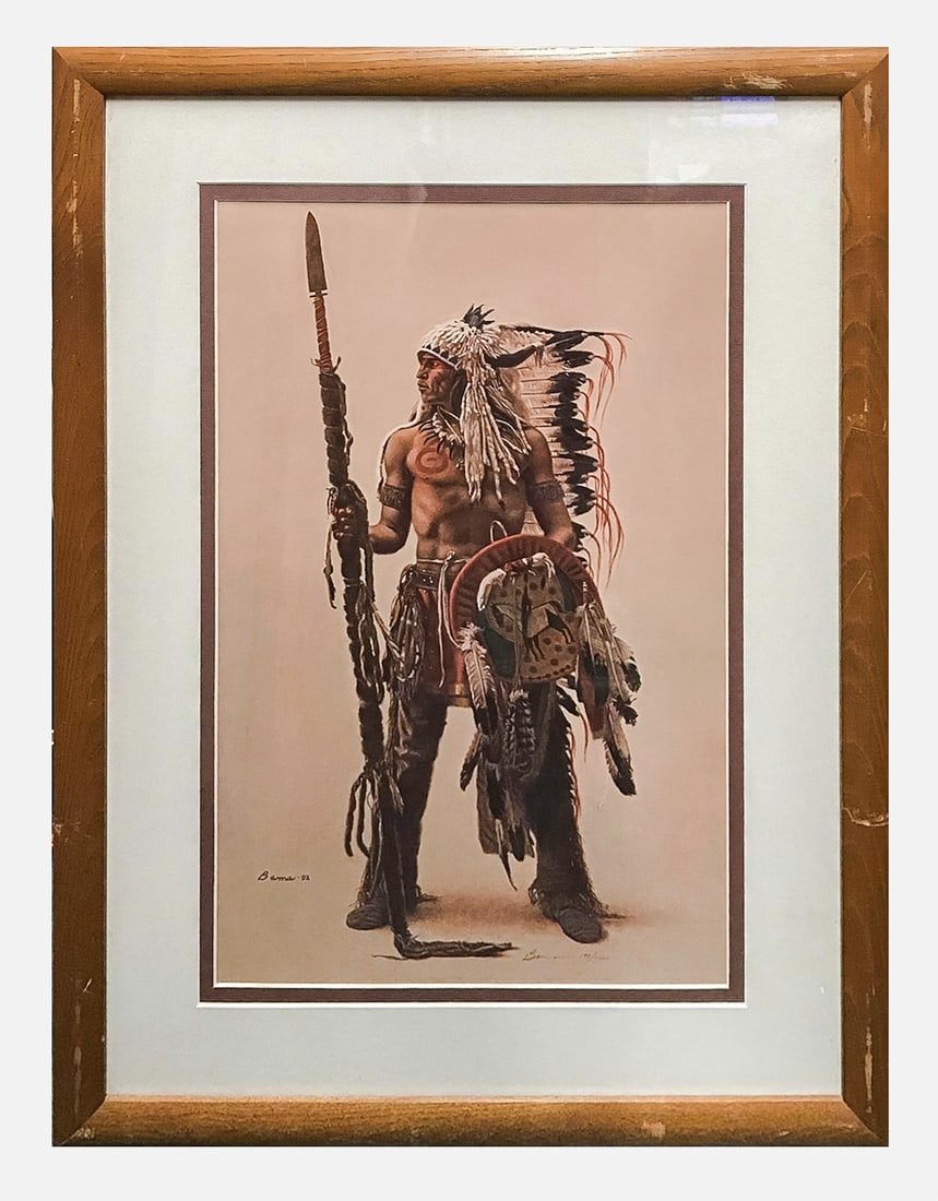 JAMES BAMA Native American Warrior 1992 Ltd. Edition Print - $3K APR Value w/ CoA! + (1 of 4)