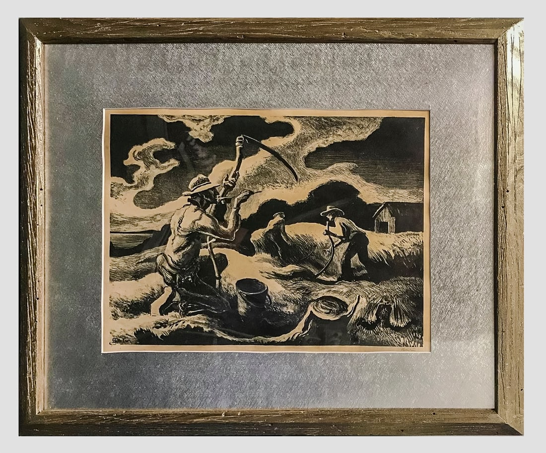 Thomas Hart Benton â€œIsland Hayâ€ 1945 Lithograph on Paper -w/CoA- & $8K APR+ (1 of 4)