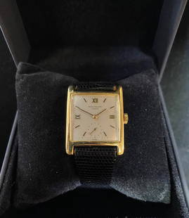 PATEK PHILIPPE Square 18K YG Mens Watch Ref 2433-New Condition-$60K Apr w/CoA! ^: PATEK PHILIPPE MEN'S 18K YELLOW GOLD SQUARE CASE WATCH W/ COA $60K APPRAISAL VALUE! ITEM DESCRIPTION One men’s extraordinarily beautiful Patek Philippe wristwatch with square extra-large case with l