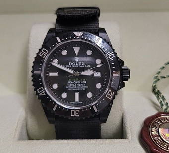 Rolex Ref 116600 RARE Black Stealth Deep Sea SeaDweller #2 of10!! $70k APR w/CoA: MENS EXTRAORDINARILY RARE ROLEX DEEP SEA-DWELLER STEALTH MODEL - $70K APPRAISAL VALUE! ITEM DESCRIPTION: One men's extraordinarily rare Rolex deep sea sea-dweller stealth model of which we believe onl