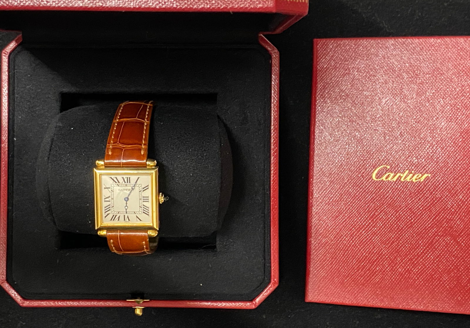 CARTIER Tank 18K Yellow Gold Unisex Watch w/ Hooded Lugs - Incredibly Rare Model - $20K Appraisal (1 of 5)