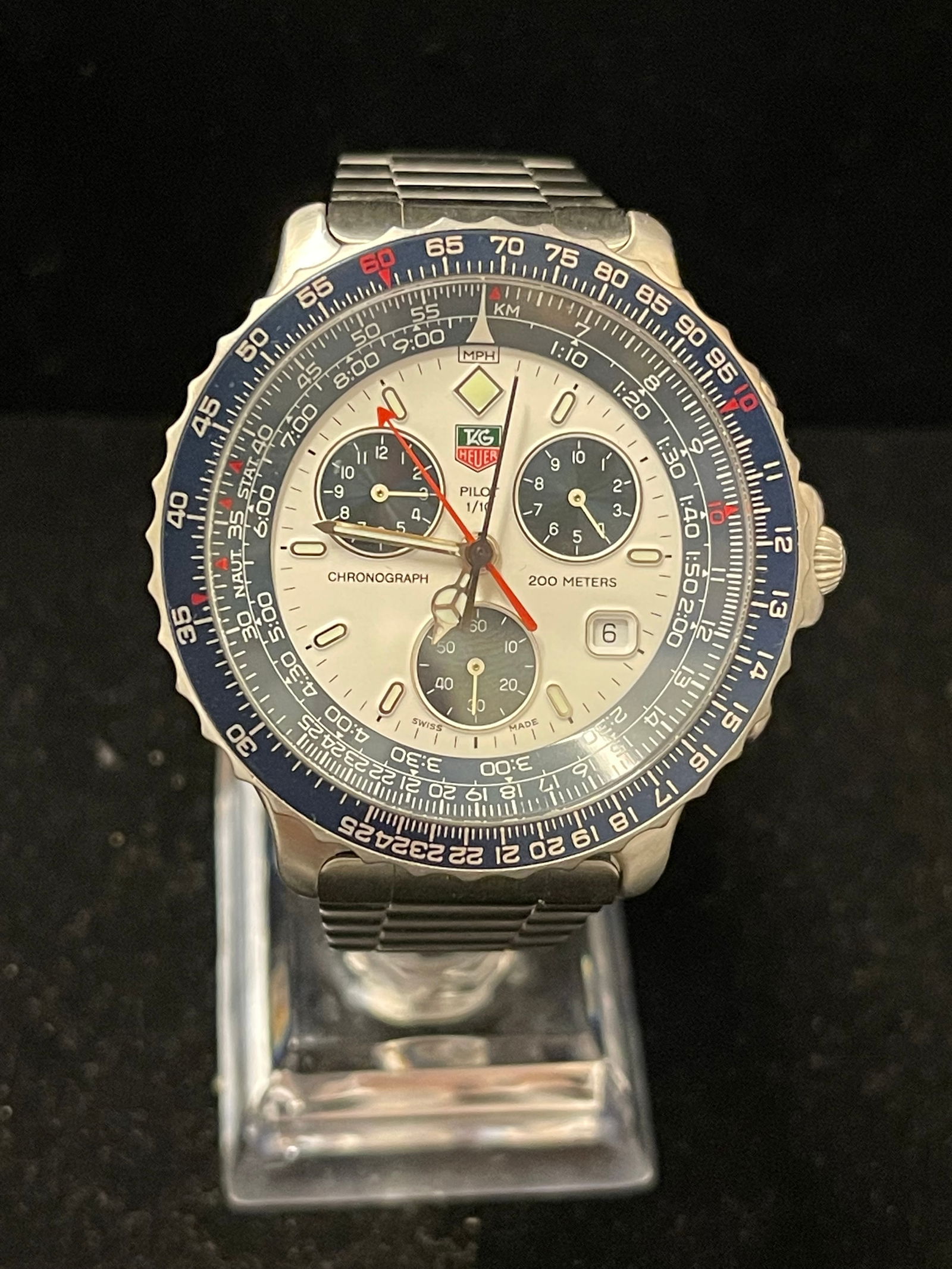 Tag Heuer Pilot Jumbo Chronograph SS Quartz Men's Wrist Watch - $10K APR w/ COA! (1 of 5)