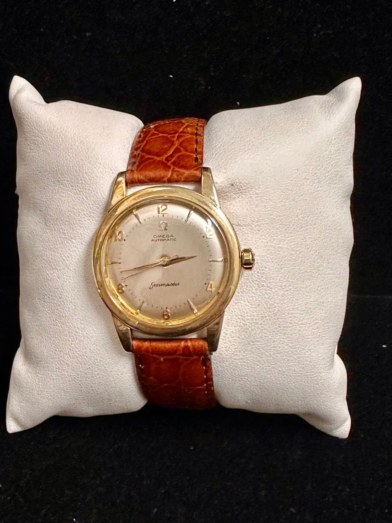 Omega Seamaster Vintage 1950s Solid Gold Tone Men's Wrist Watch - $7K APR w/ CoA (1 of 6)