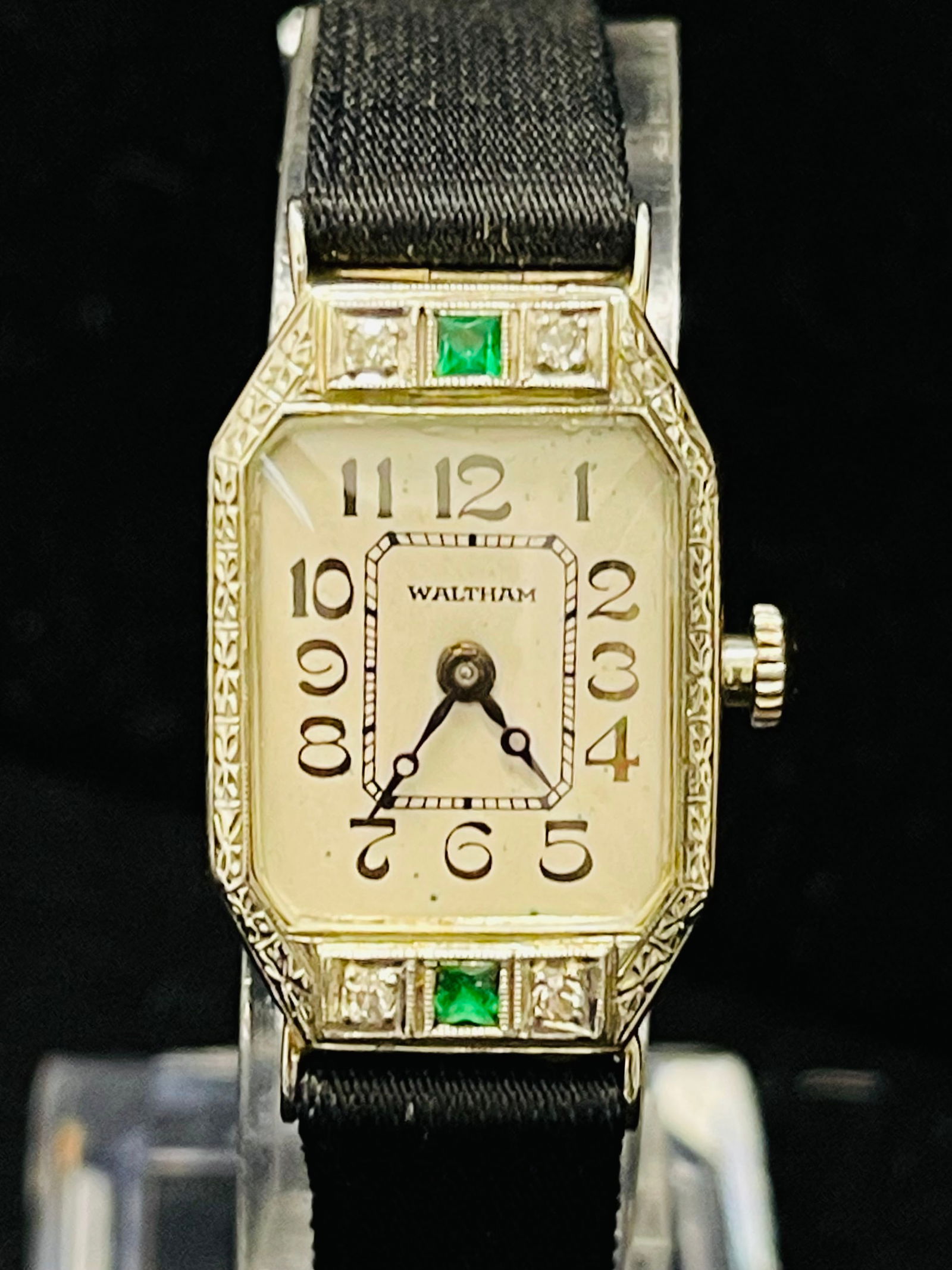 WALTHAM 1920'S VINTAGE 18K WHITE GOLD & DIAMONDS MEN'S WATCH - $10K APR w/ COA! (1 of 5)