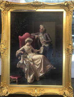 Pio Ricci 'Italian Romantic' Original Oil on Canvas c. 1800's - $125K APR w/ CoA: PIO RICCI 'ITALIAN ROMANTIC' ORIGINAL OIL ON CANVAS C. 1800'S - $125K APPRAISAL VALUE! ITEM DESCRIPTION: This gorgeous oil painting was created by Pio Ricci (1850 –1919) in the latter part of the 19