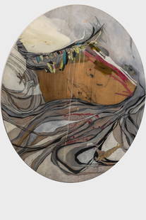 Gina Magid “Oval Face with Two Birds?? Signed Media on Wood 2005- $15K APR w/CoA: GINA MAGID “OVAL FACE WITH TWO BIRDS” SIGNED MEDIA ON WOOD 2005- $15K APPRAISAL VALUE! ITEM DESCRIPTION: Oval shaped piece using mixed media on a oval shaped wood panel portraying a close-up p