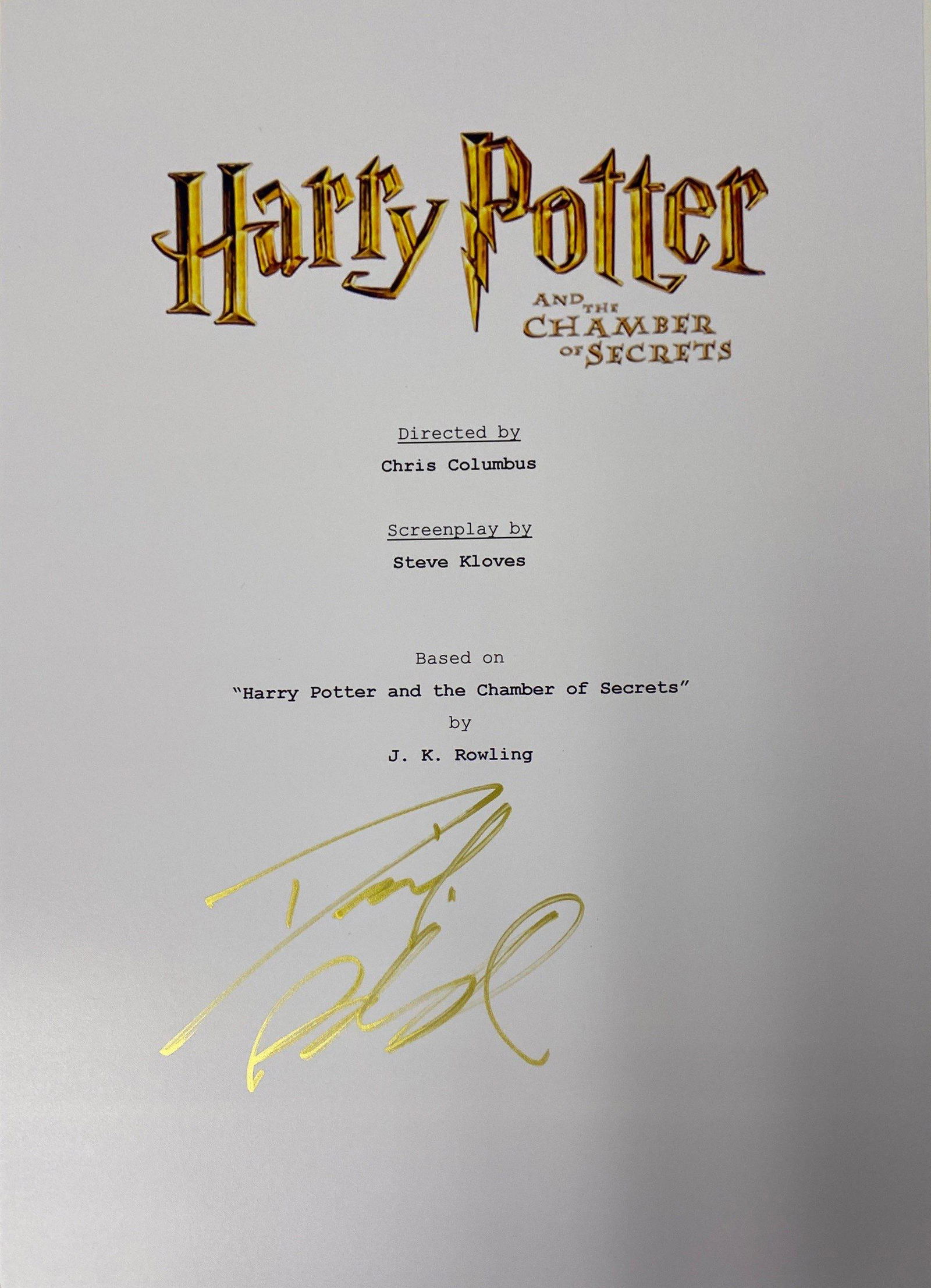 Autograph Signed Harry Potter Chamber of Secrets Script (1 of 1)
