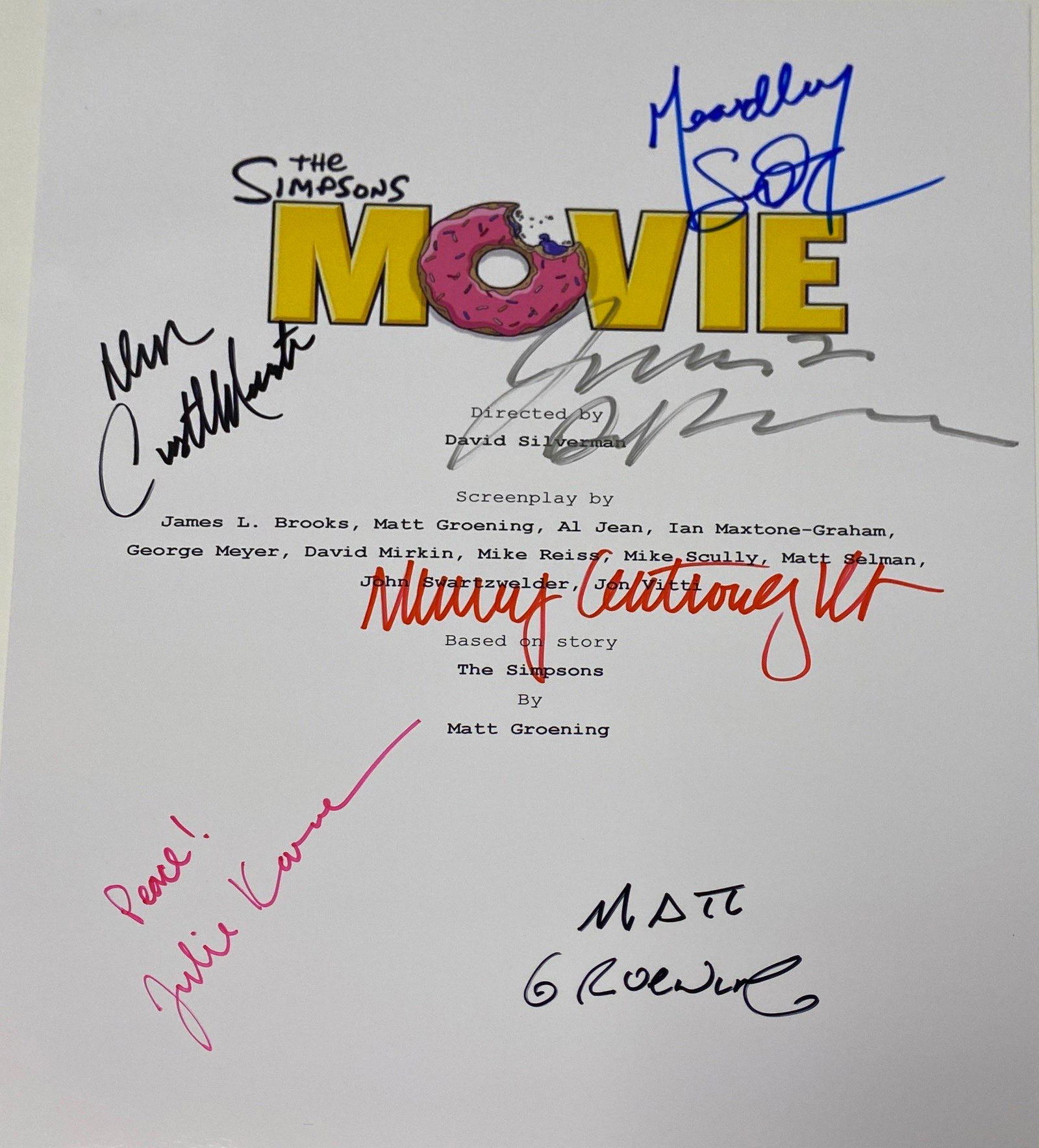 Autograph Signed The Simpsons Movie Script Cover (1 of 1)