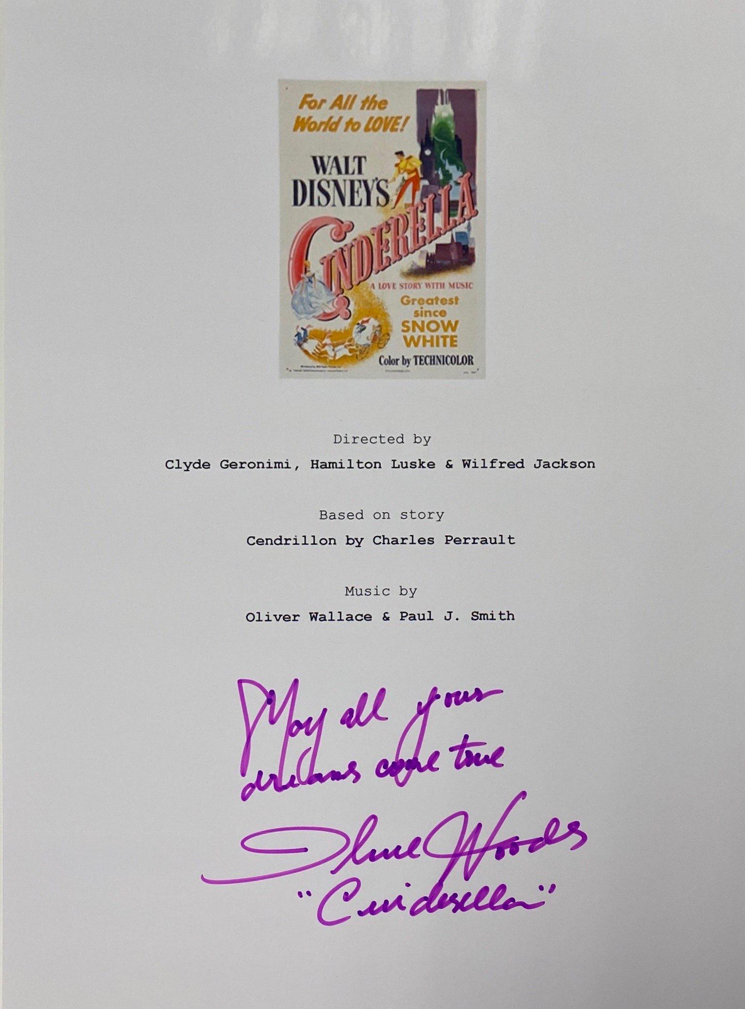 Autograph Signed Cinderella IIene Woods Script Cover (1 of 1)